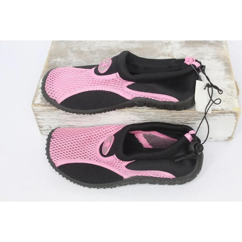 Ecsa Water Sports Shoes Girls Size 1 Pink Black Slip On Mesh Summer‎ Beach NWOB